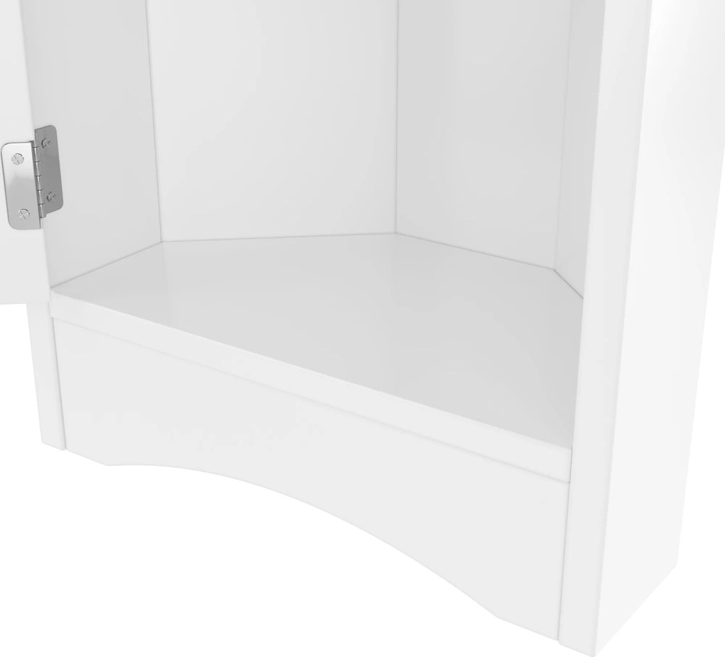 Dulap de baie triunghiular, cu rafturi reglabile și uși duble, 37x24,5x170 cm, Alb