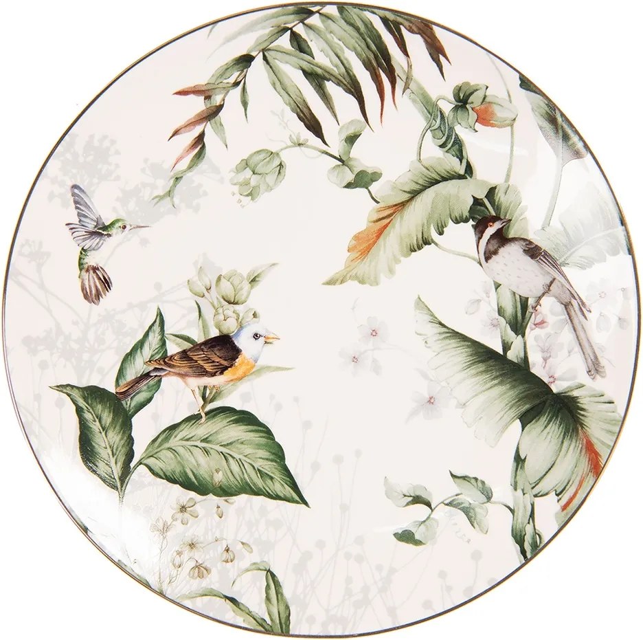 Farfurie alba, din ceramica, design pasari, Ø 20 cm, Birds