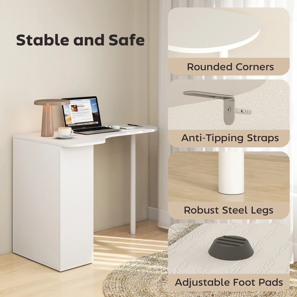 HOMCOM Birou pentru Cameră cu 6 Rafturi și 4 Rafturi Reglabile Alb | Aosom Romania