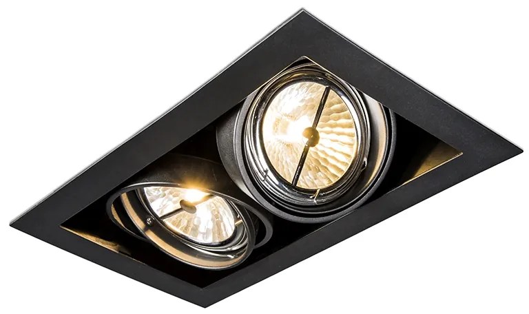 Spot integrat negru reglabil AR111 cu 2 lumini - Oneon