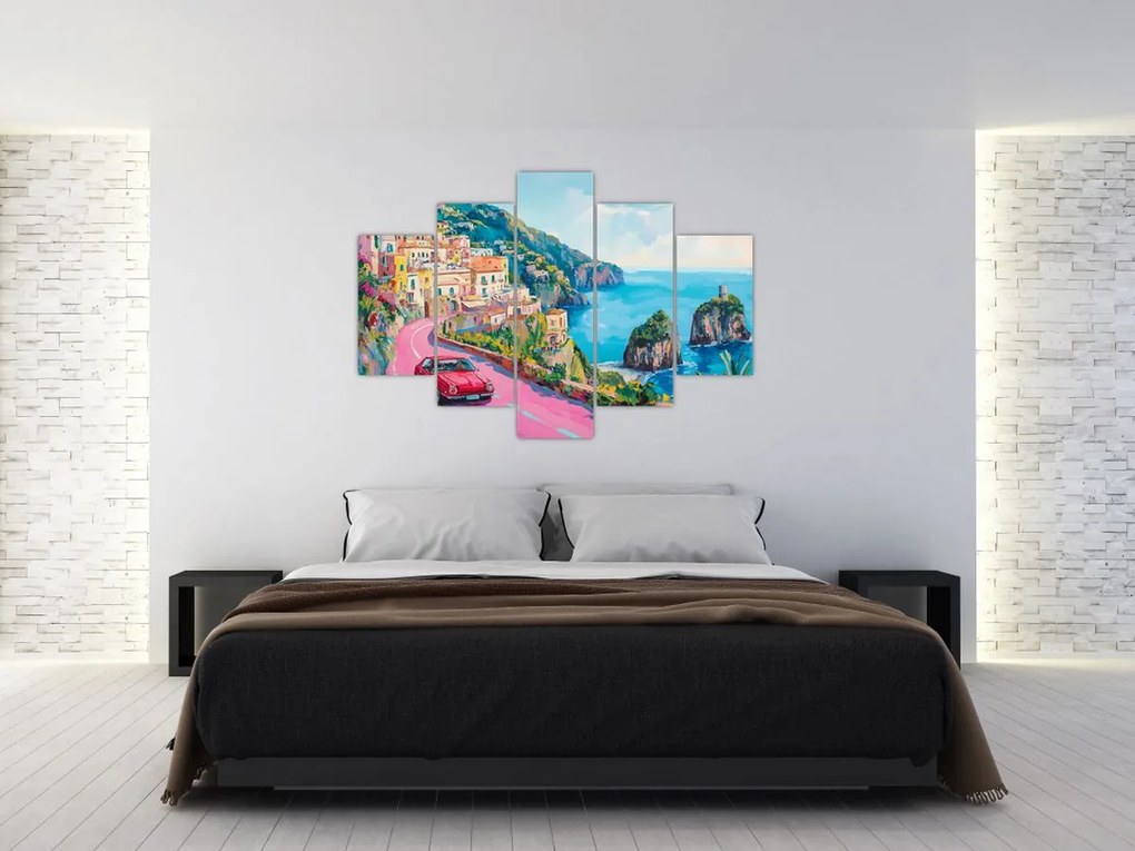 Tablou - Drum roz pe coastă (150x105 cm)