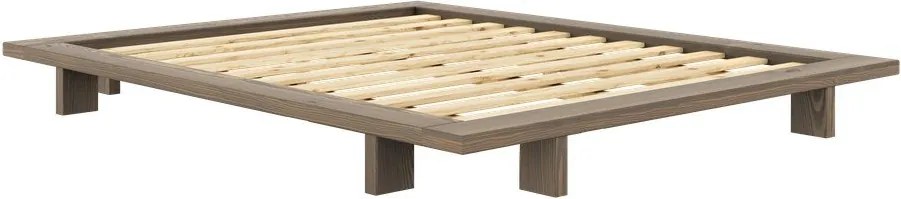 Pat matrimonial maro din lemn masiv de pin cu somieră 160x200 cm Japan – Karup Design