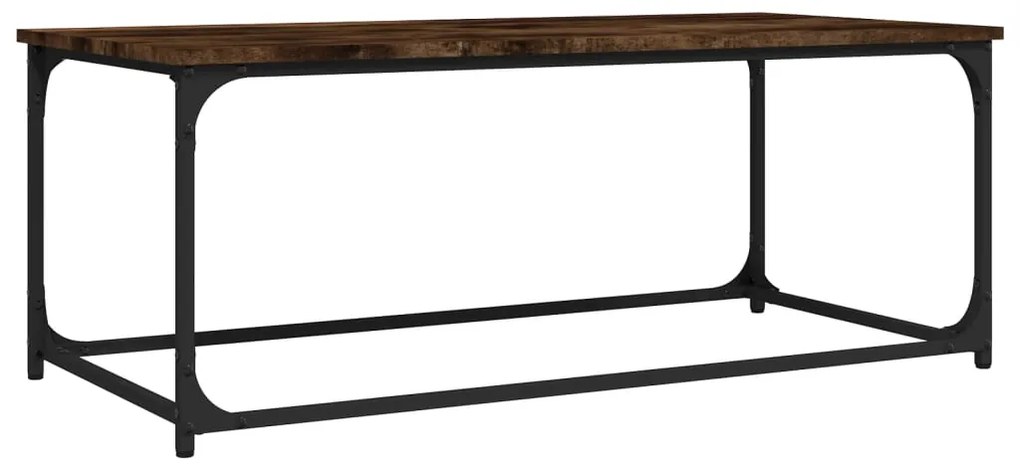 823299 vidaXL Măsuță cafea stejar fumuriu 102x50x40 cm lemn prelucrat și fier