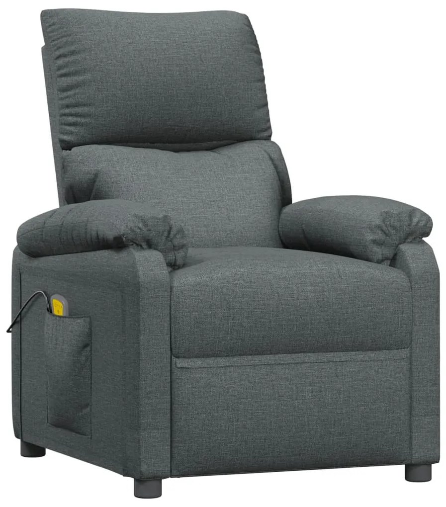 322457 vidaXL Fotoliu de masaj, gri închis, material textil