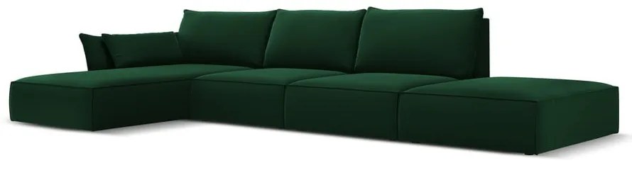 Colțar verde închis cu tapițerie din catifea (cu colț pe partea stângă, cu șezlong) Vanda – Mazzini Sofas