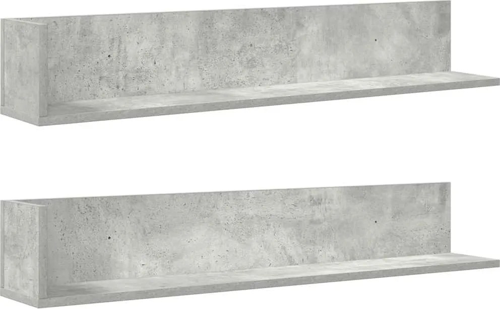 vidaXL Rafturi perete 2 buc. gri beton 100x16,5x16,5 cm lemn prelucrat