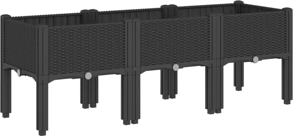 vidaXL Jardinieră de grădină cu picioare, negru, 120x40x42 cm, PP