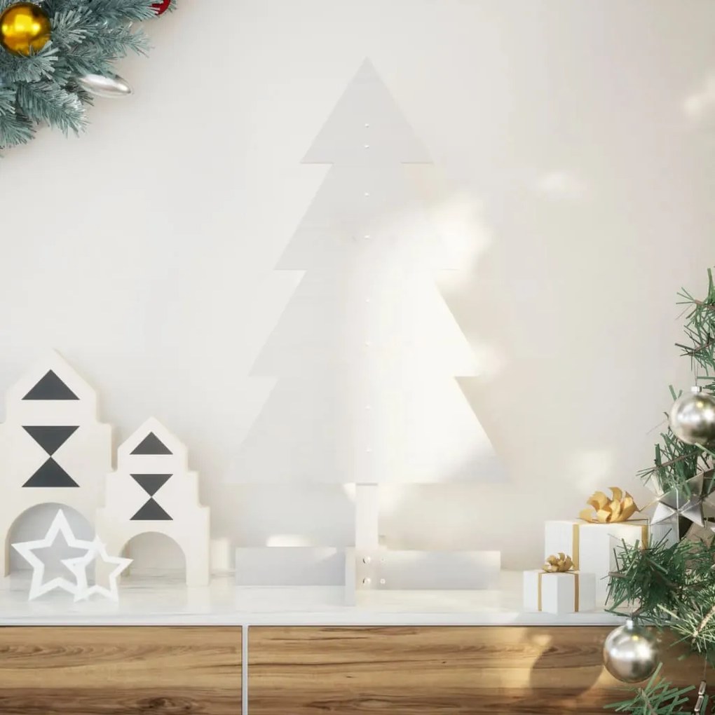 vidaXL Brad de Crăciun decorativ, alb, 80 cm, lemn de pin masiv