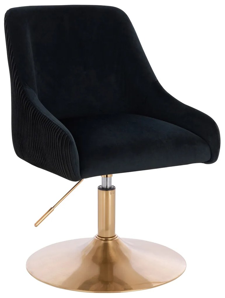 HR920N Scaun Neagră din Catifea cu Bază Aurie