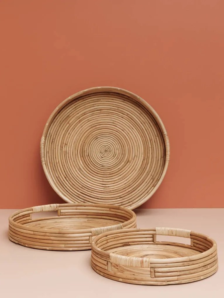 Set 3 tavi din rattan natural – S/3, H8 x Ø 60 cm