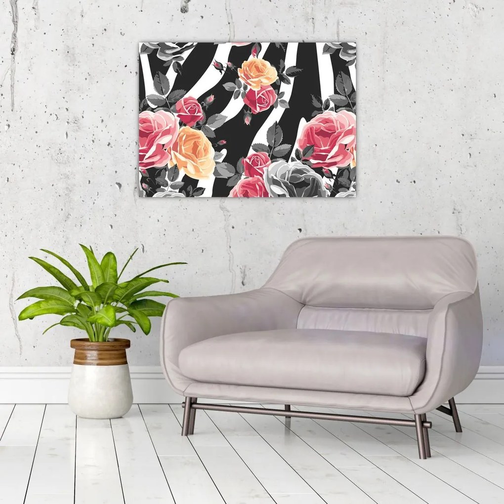 Tablou cu trandafiri înfloriți (70x50 cm)