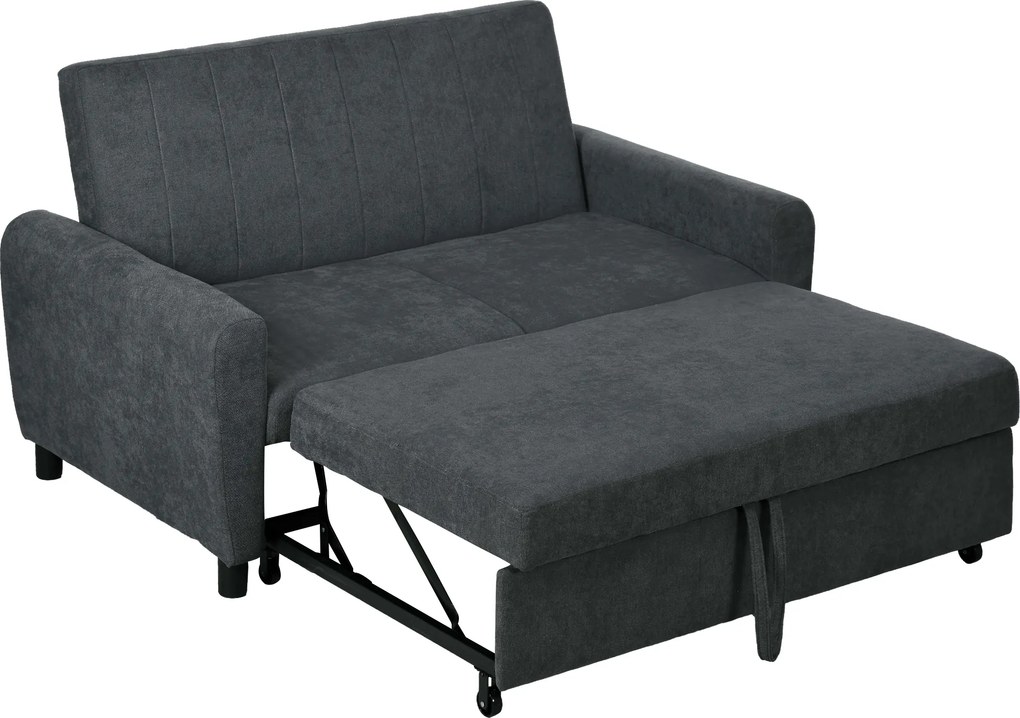 HOMCOM Canapea Pat cu 2 Locuri și 2 perne, Canapea Pat cu Spătar Reglabil pe 3 Nivele, 148x87x88 cm, Gri | Aosom Romania