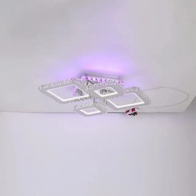 Lustra LED Cu Telecomanda, Elit's Cristal, Cromat , 140W, RGB,