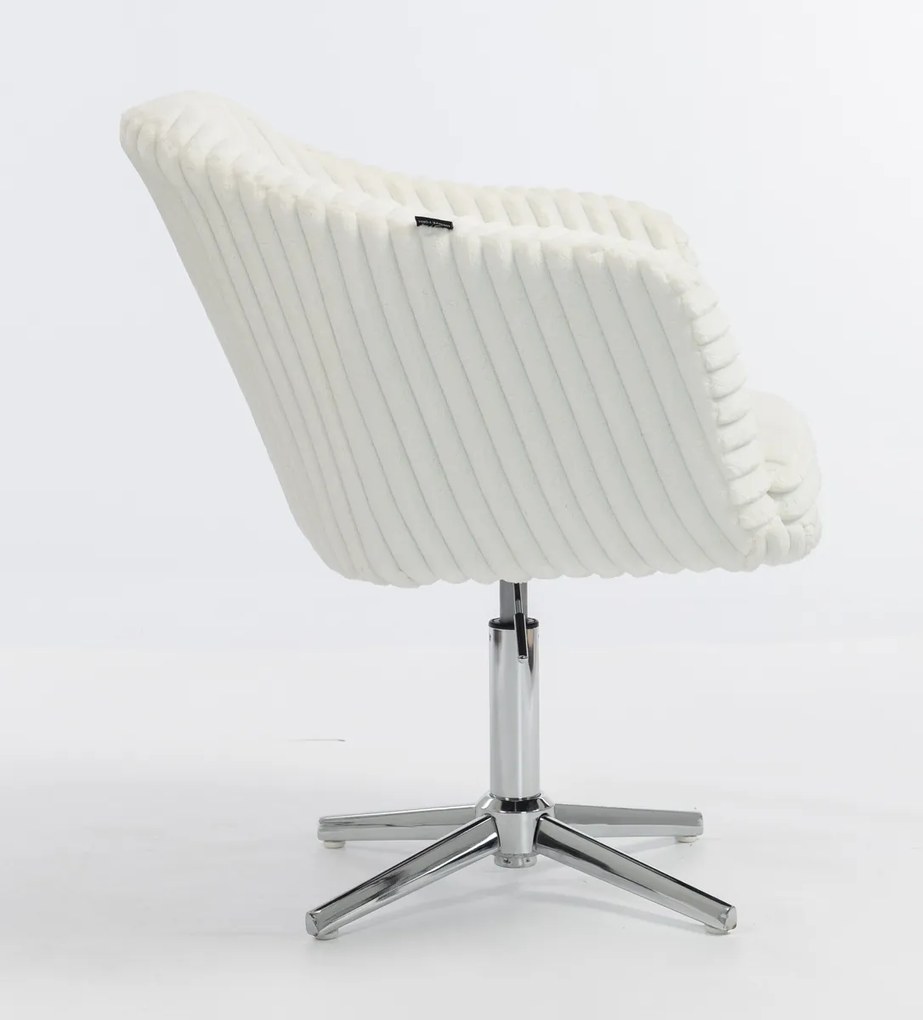 HR832CROSS Scaun Alb Teddy Cord cu Bază Cromata