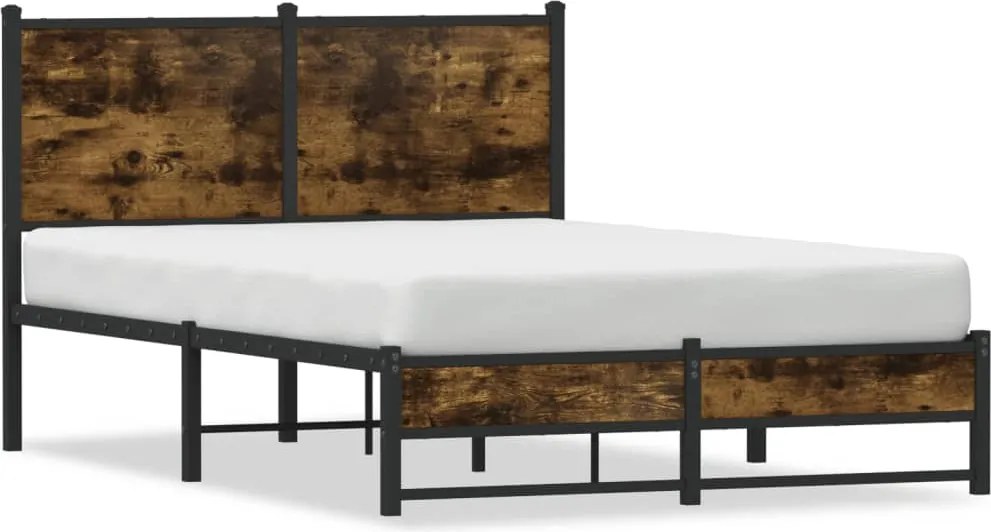 vidaXL Cadru pat metalic fără saltea, stejar fumuriu, 120x200 cm