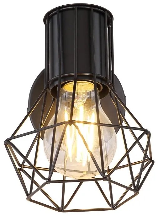 Aplica de perete design industrial PRISKA negru