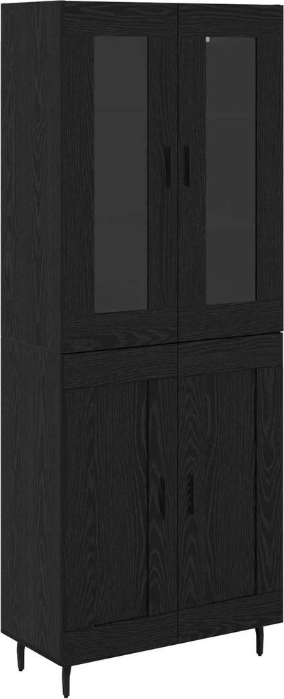 vidaXL Bufet 2 pcs Stejar Negru Lemn Stratificat și Sticlă