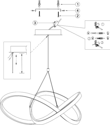 Lustră LED pe cablu ONLI LOOP LED/40W/230V 4000K crom lucios