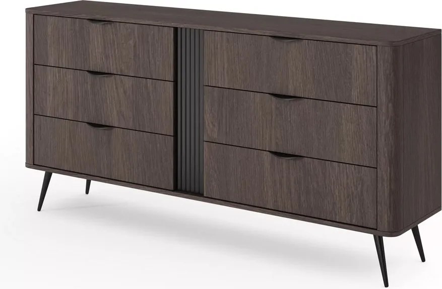 Comodă Edrin 163 cm cu sertare - stejar dunin / negru