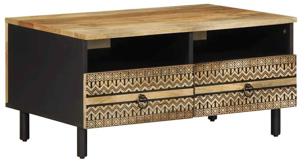 vidaXL Măsuță de cafea, negru, 80x50x40 cm, lemn masiv brut de mango