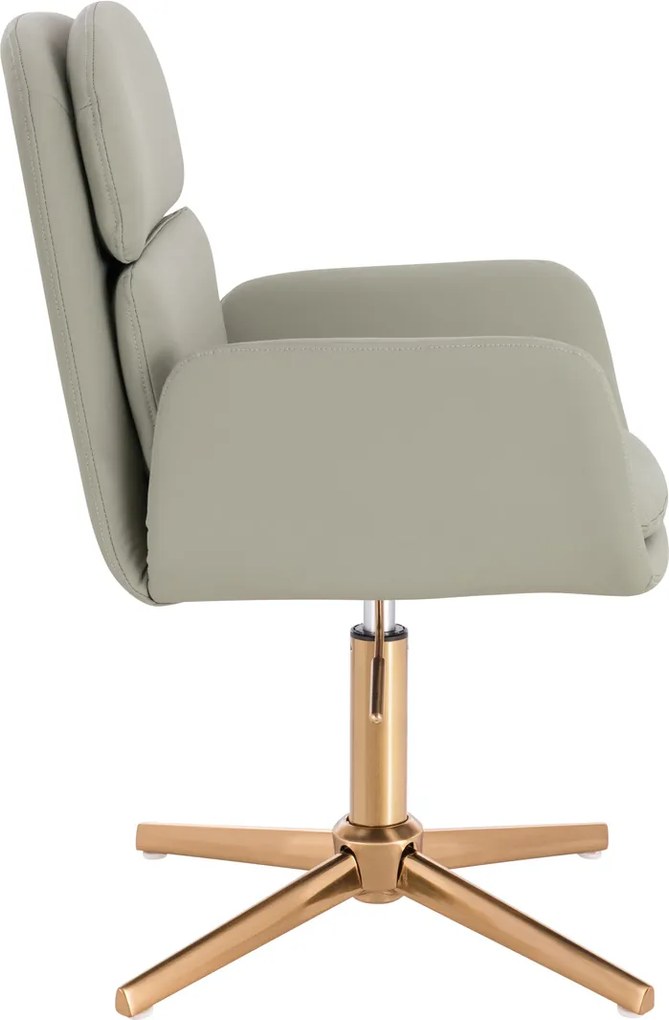 HR480CROSS Scaun Culoarea Inului Piele Ecologica Premium Soft cu Bază Aurie