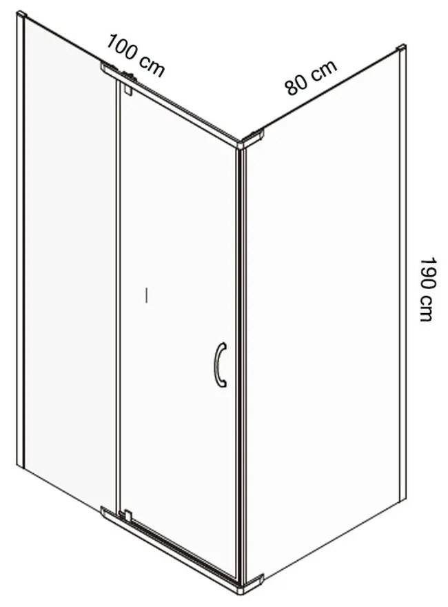 Cabina dus sticla securizata cu usa batanta 100x80 cm Mediterraneo Catania 1000x800 mm