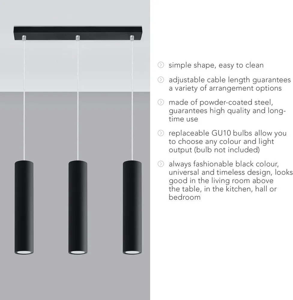 Lustră neagră din metal Castro – Sollux