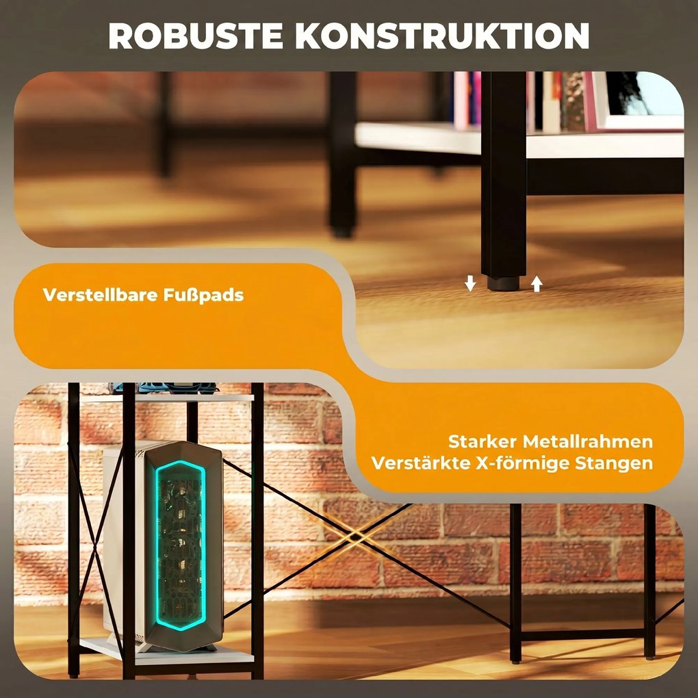 HOMCOM Birou de Colț pentru Computer în Formă de L cu Bibliotecă, 137x140x139,5 cm, Negru | Aosom Romania