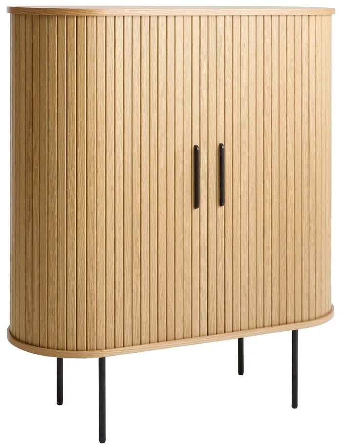 Dulap vinotecă în culoare naturală cu aspect de lemn de stejar cu ușă glisantă 100x118x40 cm Nola – Unique Furniture