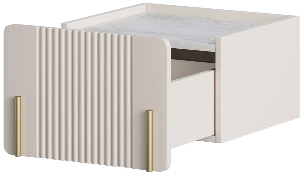 Noptieră Malmi 45 cm cu sertar - cashmir / crema bianca / gold