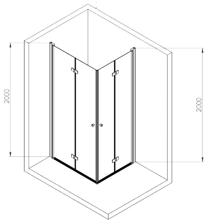 Cabina de dus patrata neagra 100x100 cm cu usi rabatabile Deante Kerria Plus