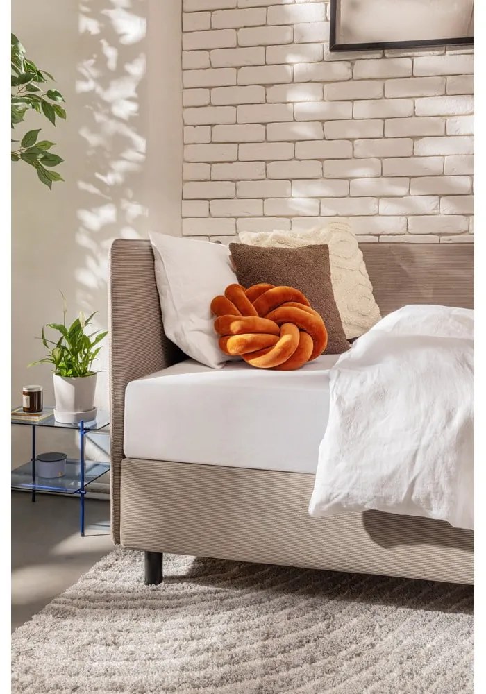 Pat taupe tapițat cu spațiu de depozitare cu saltea 90x200 cm Avela – Bonami Selection