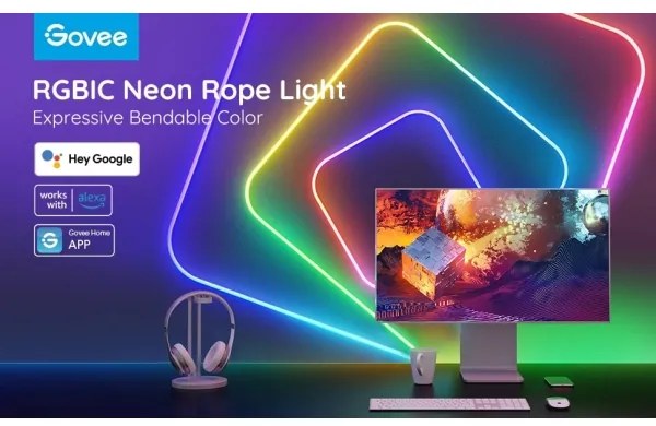 Bandă LED flexibilă Govee Neon SMART 2m RGBIC Wi-Fi IP67
