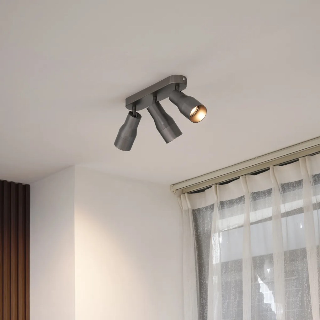 Spoturi plafon rotunde, metal gri-tun, GU10, 50mm, 3 lumini - Stanley