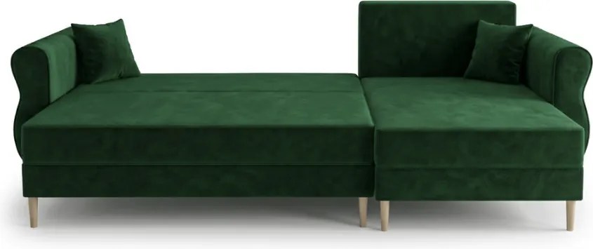 Coltar extensibil reversibil in forma de L SILVIANO 230x140 cm, verde inchis