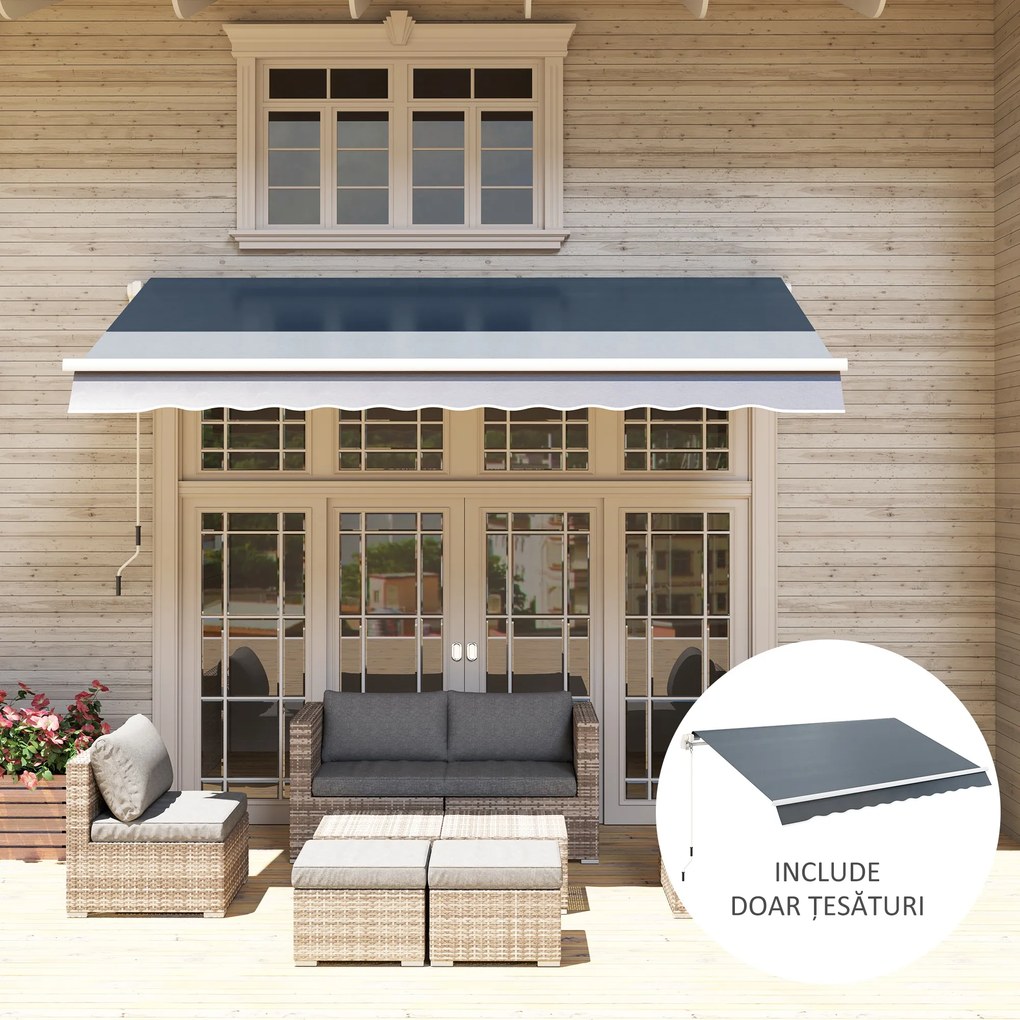 Outsunny Material de Înlocuire pentru Copertină Retractabilă, 282x250 cm, Gri | Aosom Romania