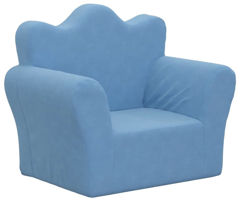 341861 vidaXL Canapea pentru copii, albastru, pluș moale