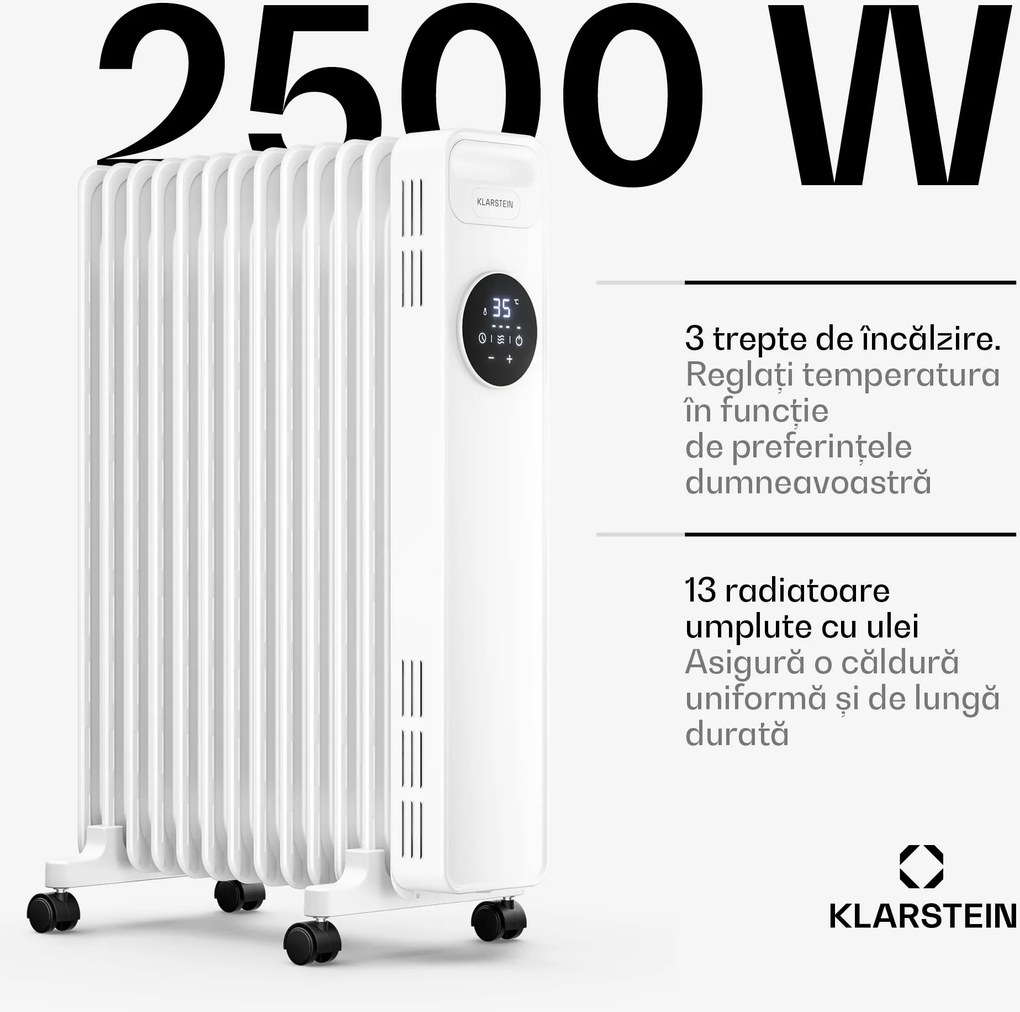 Klarstein Radiator cu ulei Thermaxx | 2500 W | 25 m² | 3 moduri | 7–35 °C | 44 cm x 64 cm
