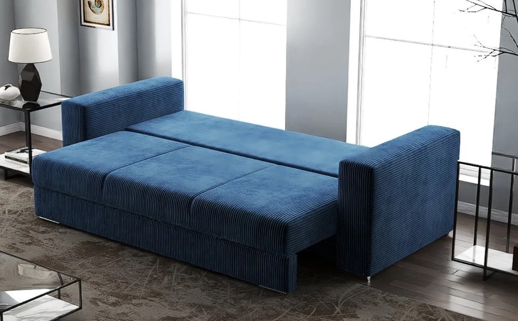 Canapea extensibilă dumonde cu ladă de depozitare si sezut confortabil din spuma high-density, Gloria Zoom Blue 240x100 cm