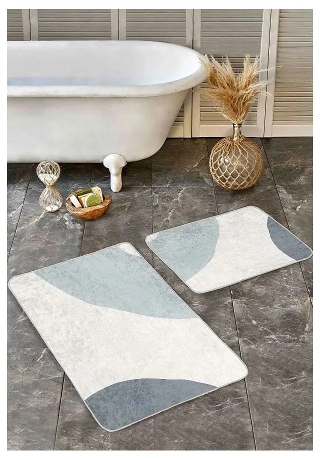 Covorașe de baie gri/crem 2 buc. din catifea 60x100 cm Abstract Shapes – Mila Home
