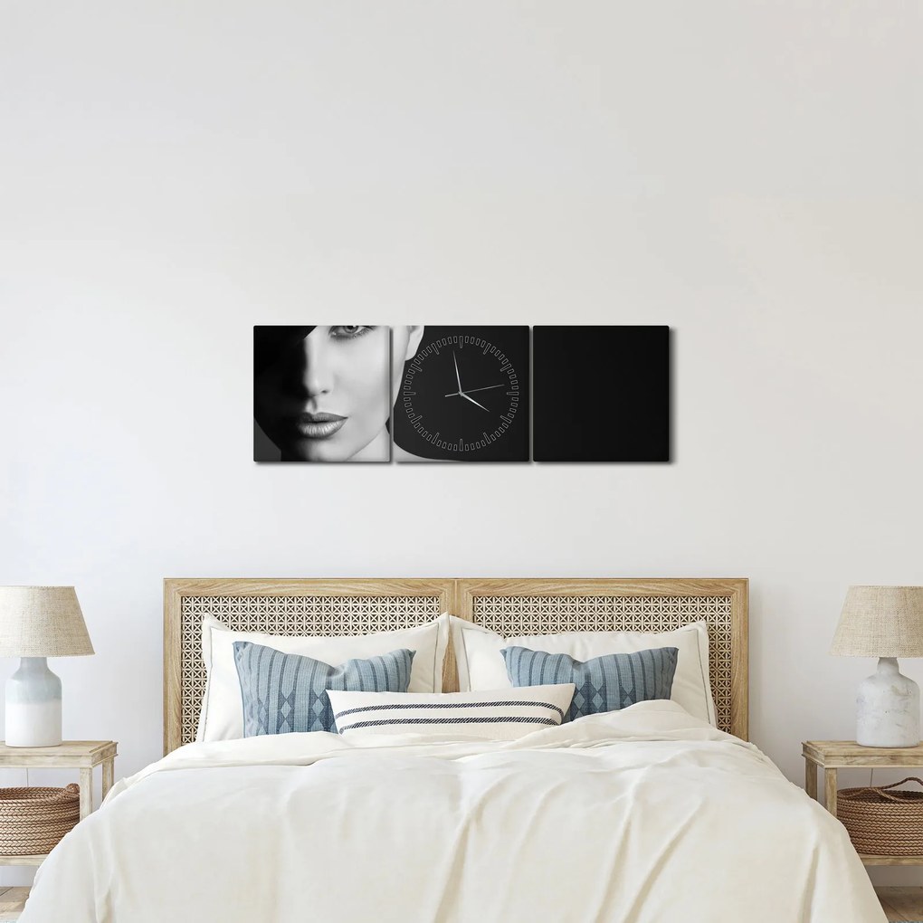 Tablou - Portretul femeii cu pălărie (cu ceas) (90x30 cm)