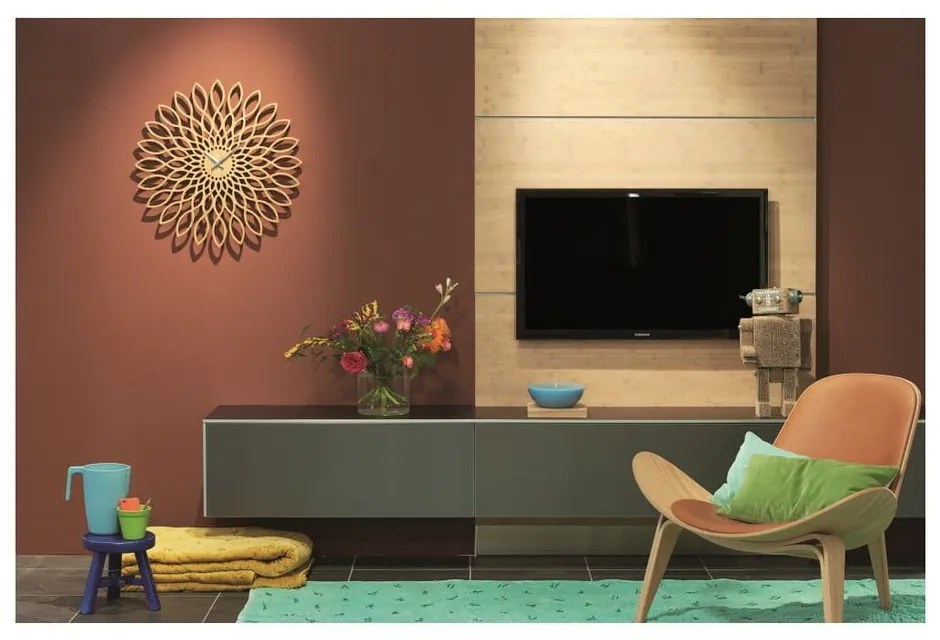 Ceas de perete Karlsson Sunflower Wood