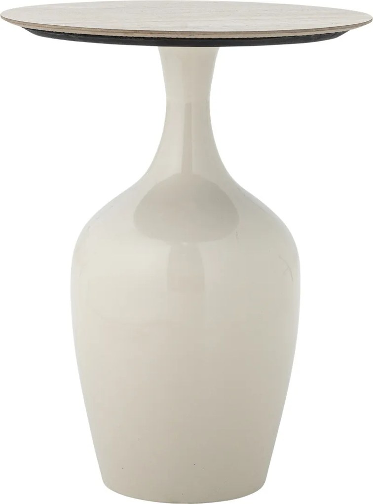 Măsuță laterală din metal natur, cu blat din ceramică și bază rotundă, „Lecco", 40 x 52 cm