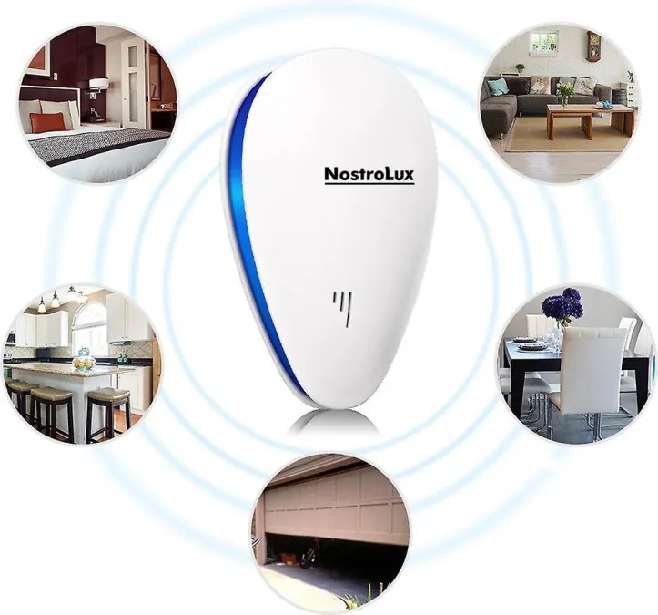 Aparat de protectie impotriva daunatorilor NostroLux NL51771A, 5 W, Pana la 75 m², Ultrasunete, Sigur pentru copii, Alb