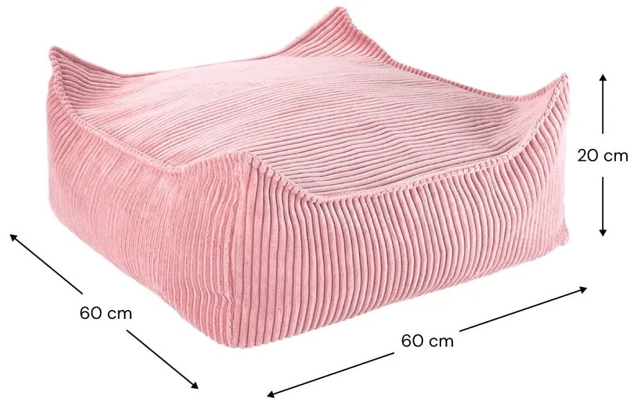 Fotoliu puf pentru copii roz cu tapițerie din catifea reiată Square – Wigiwama