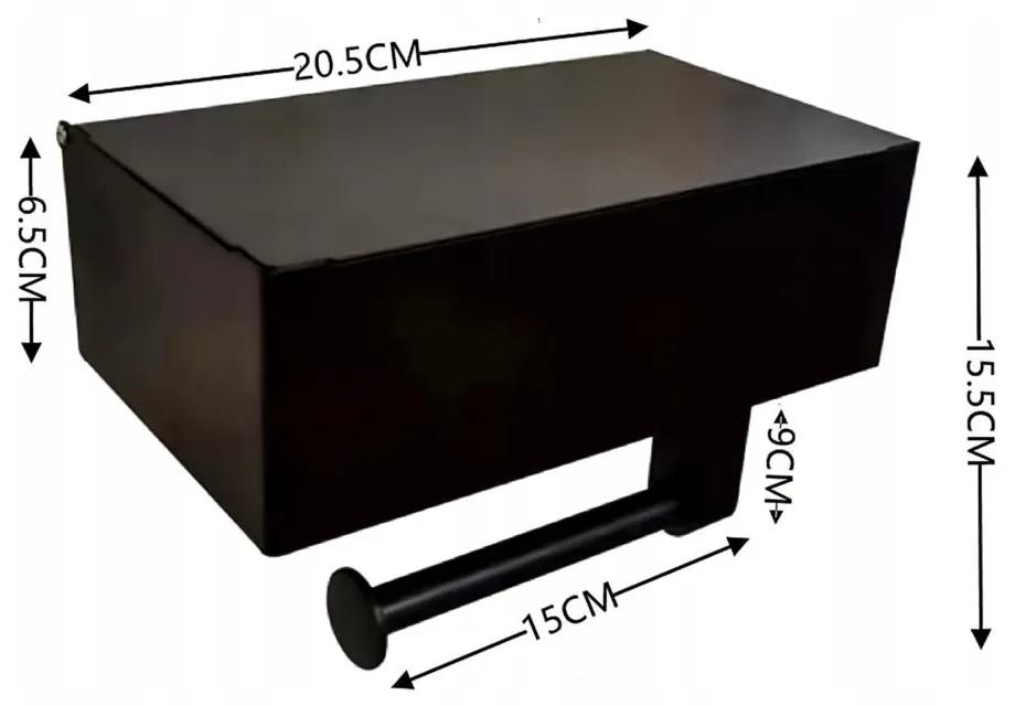 Suport metalic pentru hartie igienica cu cutie depozitare servetele, culoare Neagra