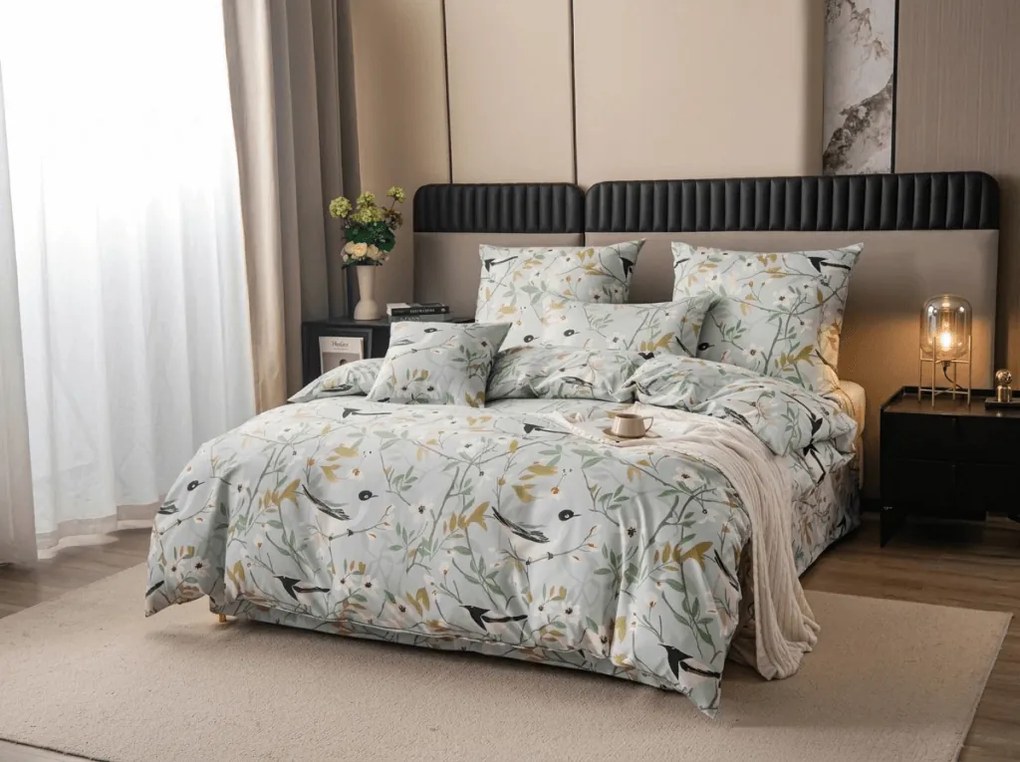 Lenjerie de pat din microfibra FLORIBIRD verde Dimensiune lenjerie de pat: 70 x 90 cm | 140 x 200 cm