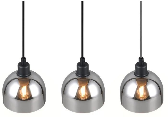 Lustră neagră/argintie cu abajur din sticlă Molly – Trio