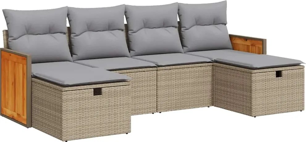 vidaXL Set canapele de grădină cu perne, 6 piese, bej, poliratan