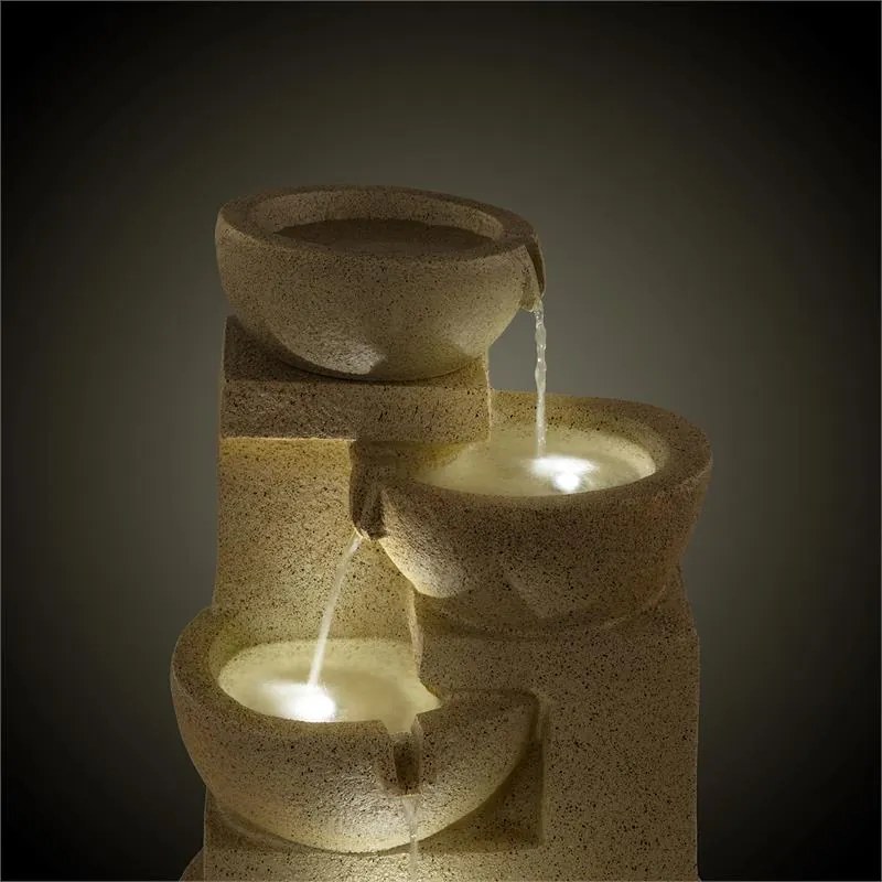 Blumfeldt KORINTH, fântănă decorativă, fântână de grădină, panou solar, 3 W, LED-uri, optică de gresie